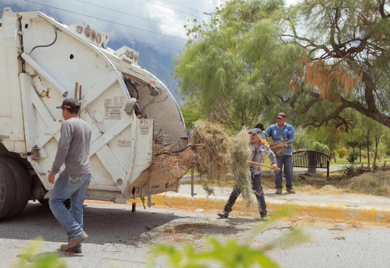 Limpieza y deshierbe en vialidades de Santa Catarina