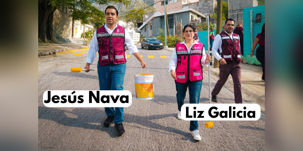 Jesús Nava y Liz Galicia impulsan mejoras en vialidades de Santa Catarina